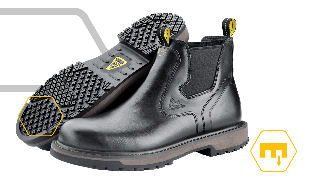 Our revolutionary design has wide-spaced lugs which allows the outsoles to shed liquids and dry debris quickly so your shoes or boots maintain the critical slip-resistance you need moment by moment on the job. Easy to clean so you can focus on the work, not your footing.