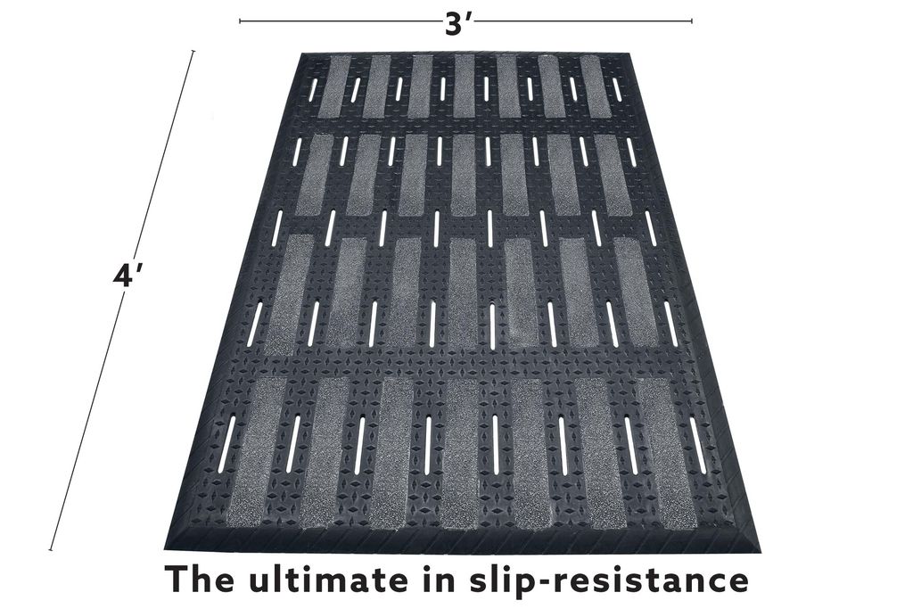 Safety Slip-Resistant Rubber Mats, Interlocking, 3' X 3' X 3/8, 1 Mat