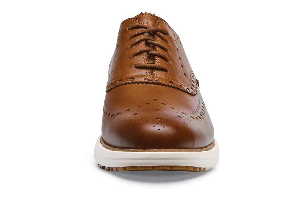 Cole Haan Miles Leather Wingtip Oxford: Men's Tan Slip-Resistant Shoes ...