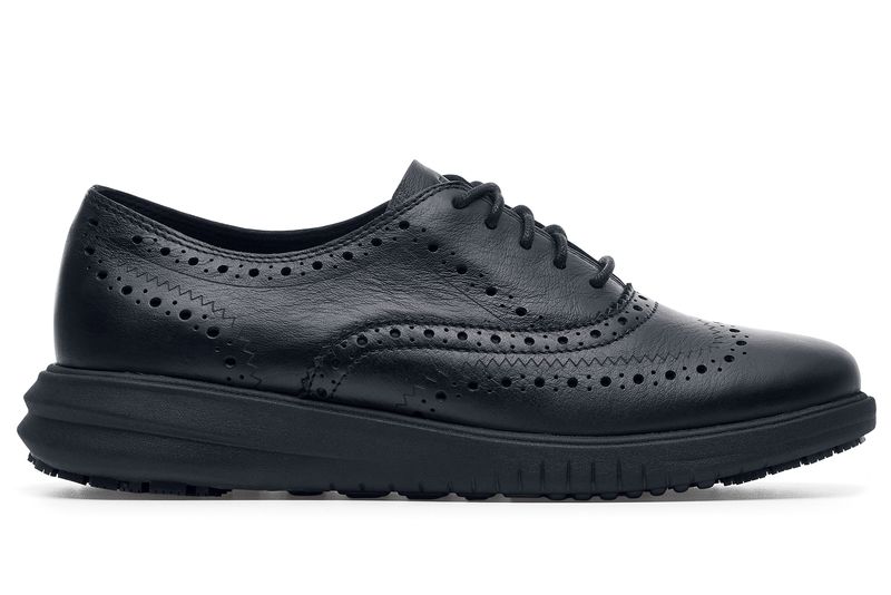 Cole Haan Malorie Leather Wingtip Oxford: Women's Black Slip-Resistant Shoes  | Shoes For Crews