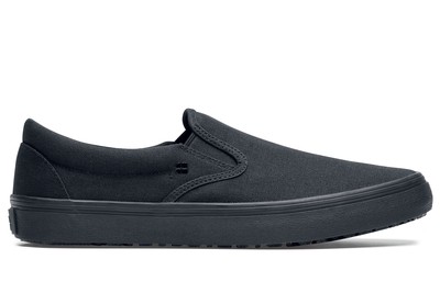Merlin Slip-On Casual Black Canvas Slip-Resistant Work Shoes | Shoes For Crews