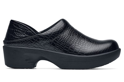 Lila Whitney Women's Black Crocodile Texture Slip-Resistant Clogs for Work