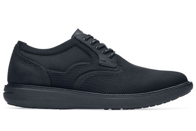 Men's Black Slip-Resistant Knit Oxfords with Ice Grip